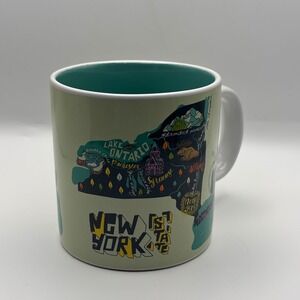 Sthetix Stoneware New York State Map Coffee Mug Green‎ Souvenir Travel Cup